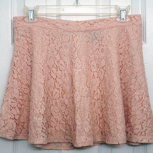 Forever 21 Pink Floral Lace Skater Skirt